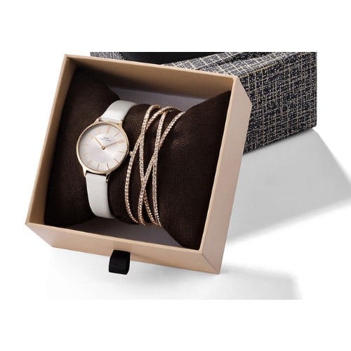 Women’s Watch And Bracelet Gift Set - White