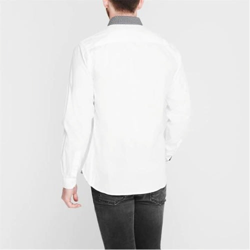 Jacquard Collar Long Sleeve Shirt