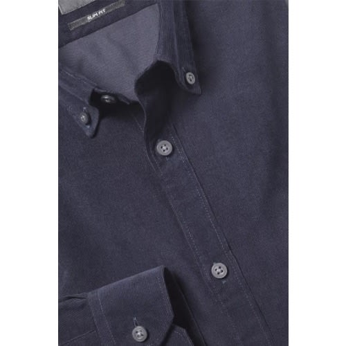 Slim Fit Navy Cord Shirt