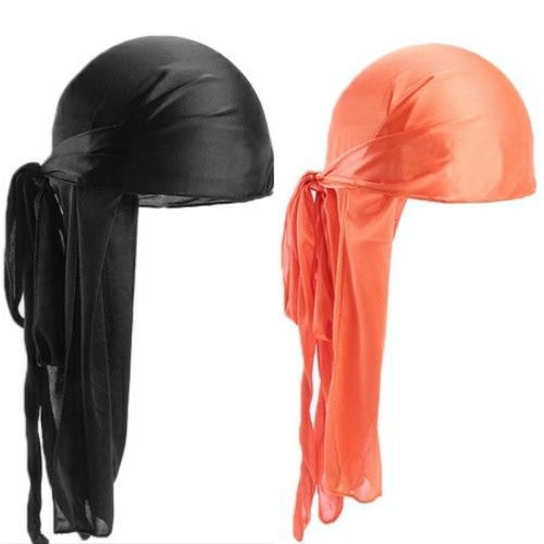 2 In 1 Silky Durags(black & Orange)
