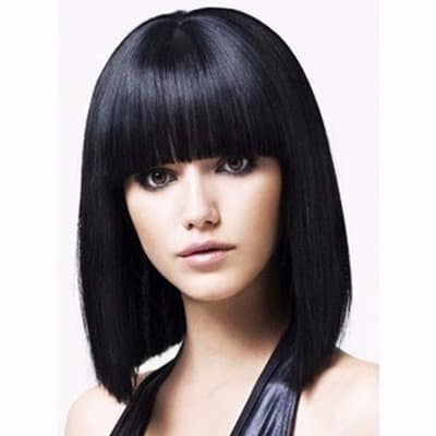 Short Human Hair Fringe Wig