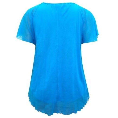 Short Angel Sleeve Mesh Chiffon Tunic