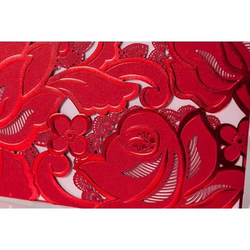 Pack of 50 Laser Cut Wedding Invitation Card - 0009-Red