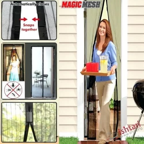 Magic Mesh Anti-mosquito Screen Door Curtain-black