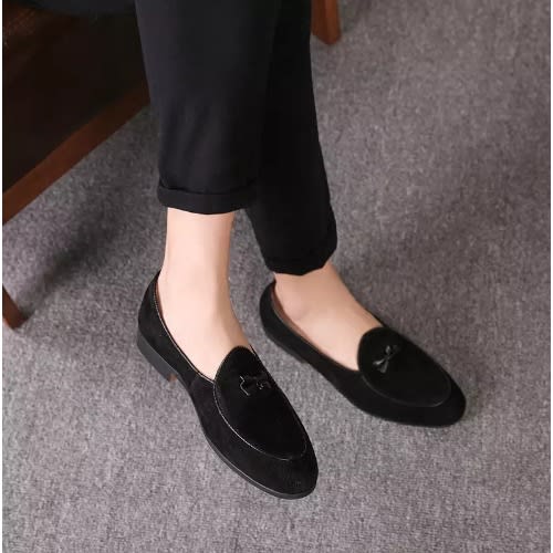 M-Anxiu Suede Leather Doug Casual Moccasin With Bow Knot