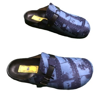 Mens Quilt Blue Nubuck Cork Mule