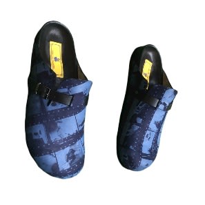 Mens Quilt Blue Nubuck Cork Mule