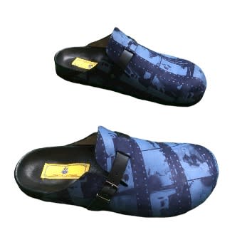 Mens Quilt Blue Nubuck Cork Mule