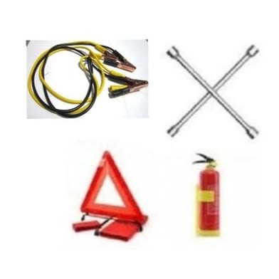 Jumper Cable - Fire Extinguisher 1kg - Cross Spanner And C Caution