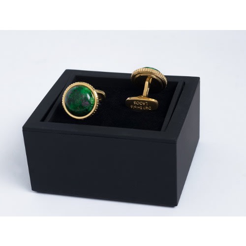 Jasper Gold Plated Cufflinks - Green