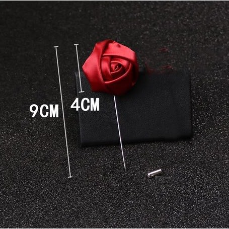 Men's  Lapel Brooch  Pin - Rose Flower - Red Wine