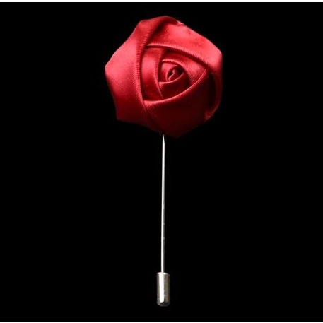 Men's  Lapel Brooch  Pin - Rose Flower - Red Wine