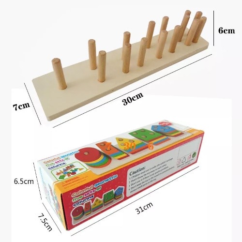 Wooden Geometric Block Shape For Kids - Multicolour