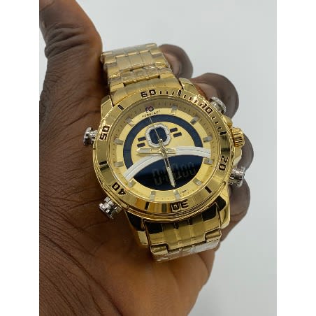Double Timer Gold Men’s Bracelet Strap Wrist Watch