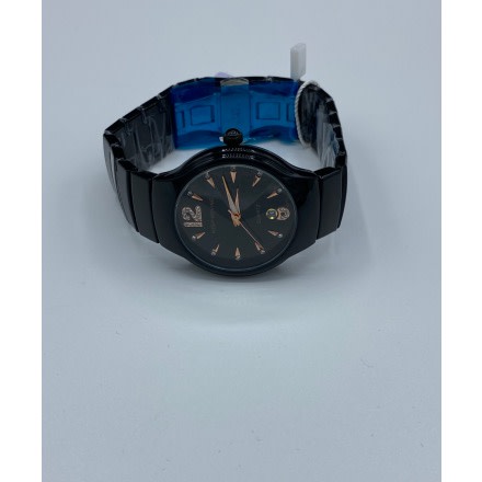 Polished Steel Ceramics Wrist Watch For Men -Black