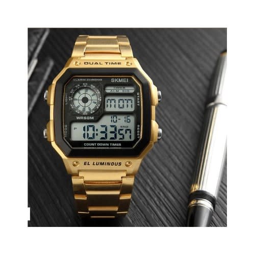High Quality Sk Digital Wristwatch- Gold