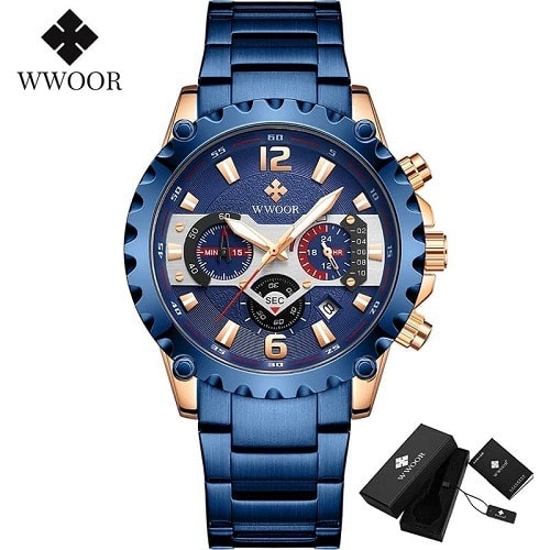 Rosegold Plated Wristwatch -Blue