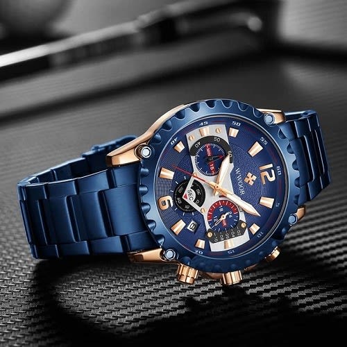 Rosegold Plated Wristwatch -Blue