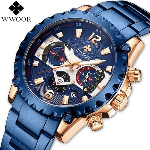 Rosegold Plated Wristwatch -Blue