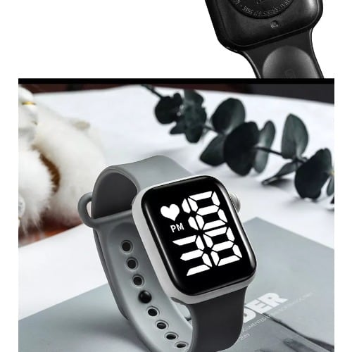 Square LED Silicone Watch - Grey