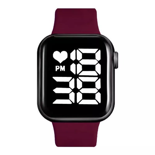 Square LED Silicone Watch - Wine