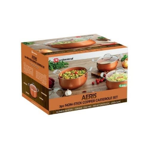 Sq Professional Aeris Non-stick Copper Casserole Set - 3pcs
