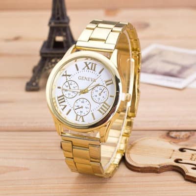 Women Stainless Steel Wristwatch - Gold