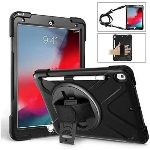 3 In 1 Shockproof Rugged Case With Pencil Holder For iPad Air 3 & Pro -10.5