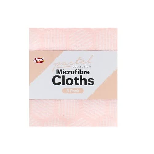 Pastel Collection - Square Microfibre Cloths - 3 Pack - Pink