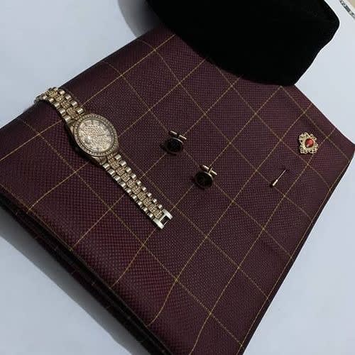 Checkers 4 Yards Material With  Free Wristwatch