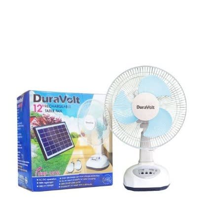 Rechargeable Fan With Solar Panel And Bulbs - 12W