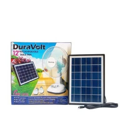 Rechargeable Fan With Solar Panel And Bulbs - 12W