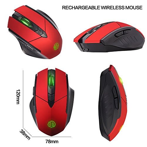 Rechargeable Wireless Gaming Mouse- P-m6 - Red