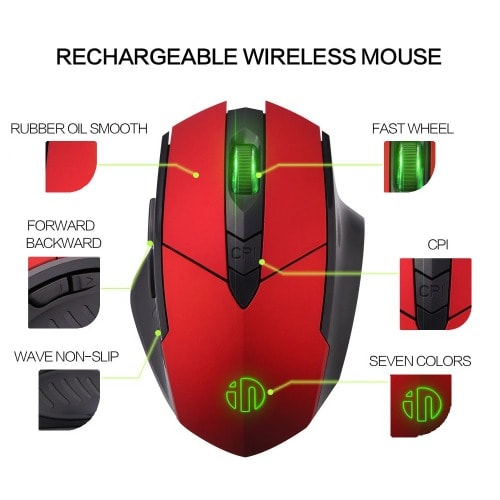 Rechargeable Wireless Gaming Mouse- P-m6 - Red