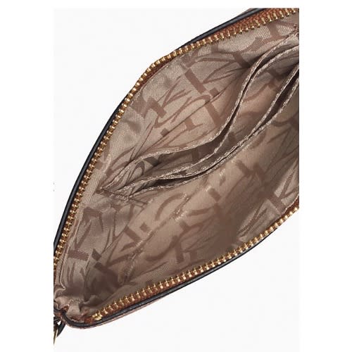 Monogram Logo Large Zip Wristlet, Khaki Brown