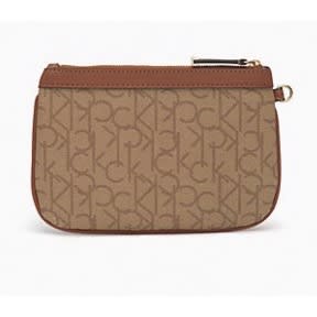 Monogram Logo Large Zip Wristlet, Khaki Brown