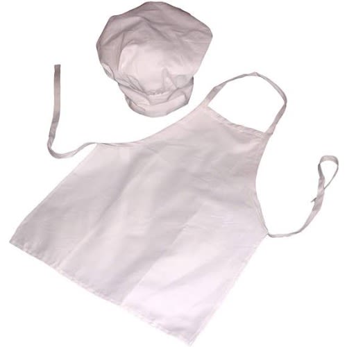 Kitchen Apron With Cap - White