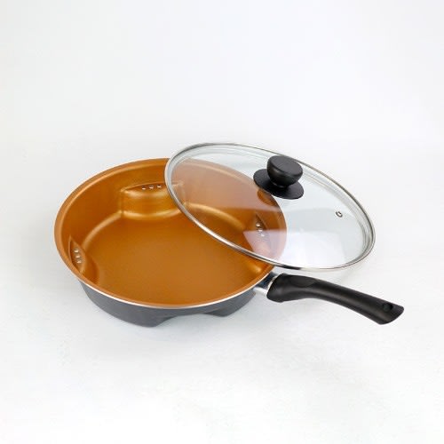 Non Stick Steel Air Fryer Grill Pan With Temper Glass Lid-30cm