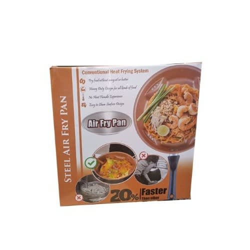 Non Stick Steel Air Fryer Grill Pan With Temper Glass Lid-30cm