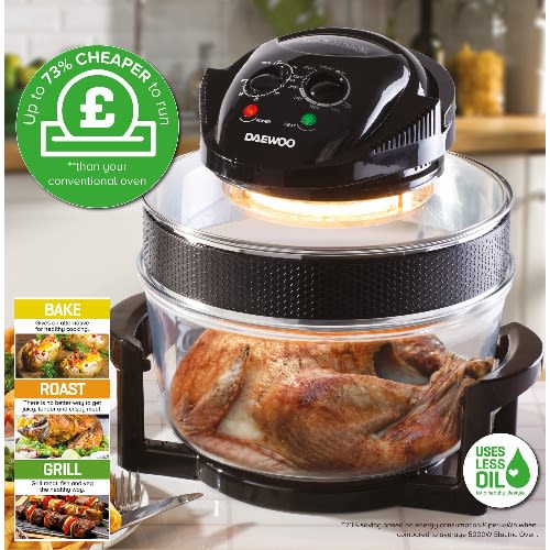 Daewoo Halogen Air Fryer With An Extension Ring- 60min Timer -Sda1032 - 17l -1300w