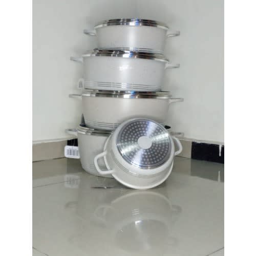 Non-Stick Marble Coating Die-Cast Cookware - 10 Pieces Set - White