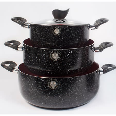 Non Stick Non Scalding Cookware - 6 Pieces Set - Black