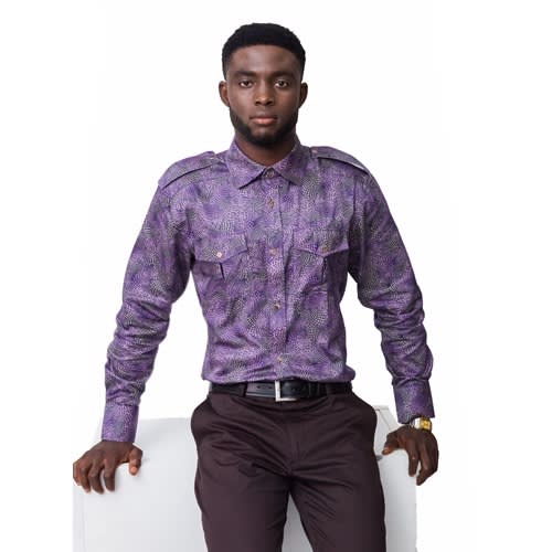 Men's Floral Print Shirt - Purple