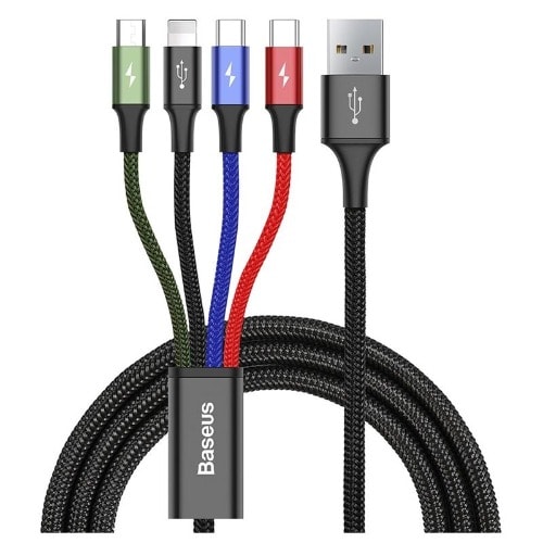 Us Raid Series 4-in-1 Data &  Charging Cable - 1.2m - Black