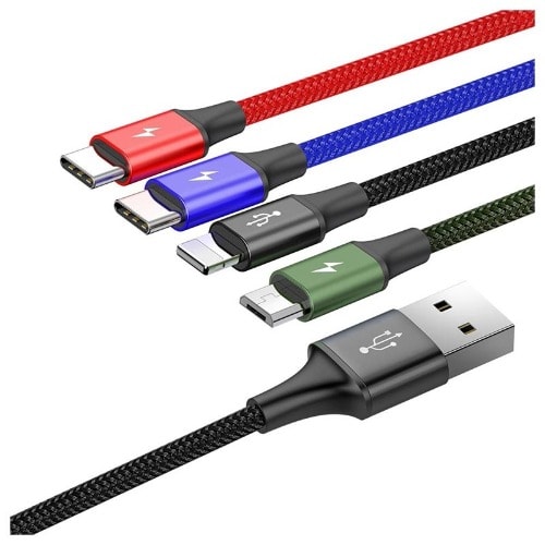 Us Raid Series 4-in-1 Data &  Charging Cable - 1.2m - Black