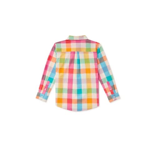 Boys’ Long Sleeve Woven Button Down Plaid Shirt – Infinity