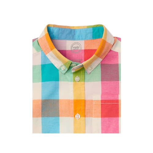 Boys’ Long Sleeve Woven Button Down Plaid Shirt – Infinity