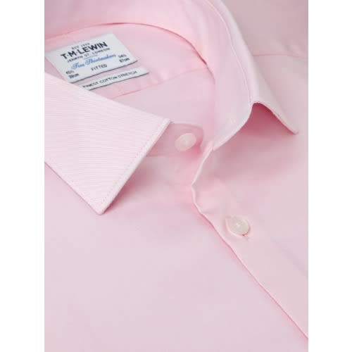 Stretch Cotton Fitted Pink Shirt - Button Cuff