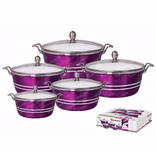 5 Set Aluminum Die-cast Stockpot With Lids