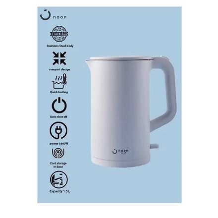 Electric Stainless Steel Kettle 1.5L 1800w - White